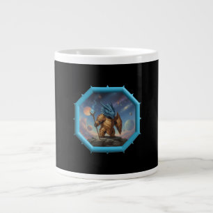 Fantasy Image Little Blue Dragon In Bronze Armor Large Coffee Mug