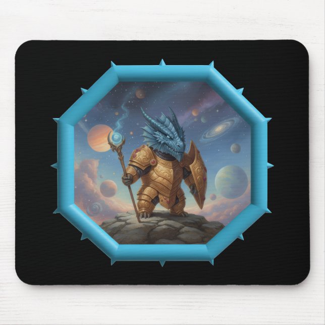 Fantasy Image Little Blue Dragon In Bronze Armor Mouse Pad (Front)