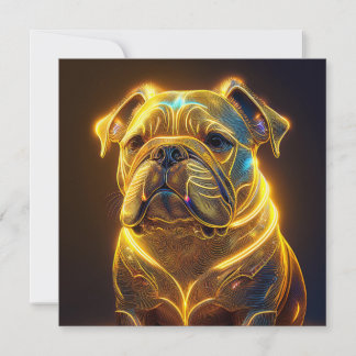Fantasy Image Neon Yellow English Bulldog Invitation