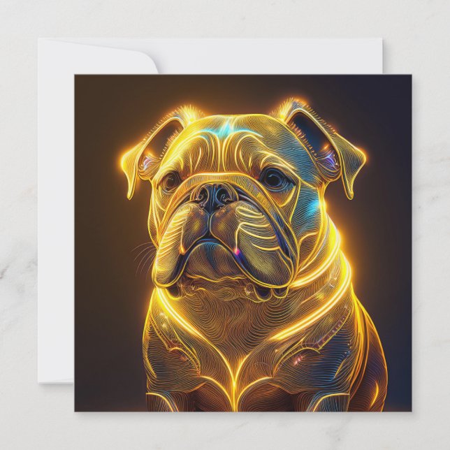 Fantasy Image Neon Yellow English Bulldog Invitation (Front)