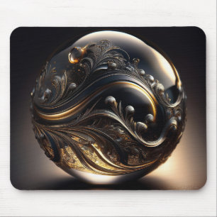Fantasy Image Of a Grey Transparent Ball With Art Mouse Pad