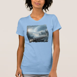 Fantasy image of a huge moon in a misty landscape T-Shirt