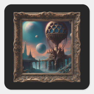 Fantasy Image Of A Strange Interstellar Structure Square Sticker