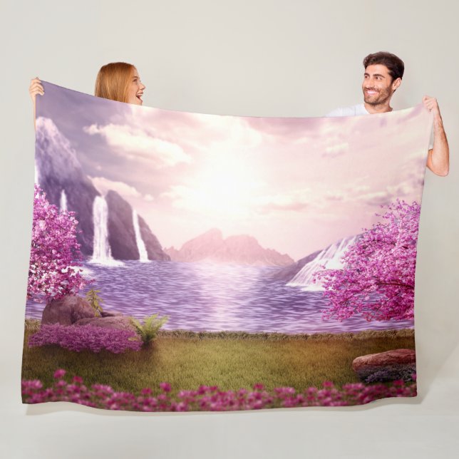 FANTASY in PINK Fleece Blanket (In Situ)