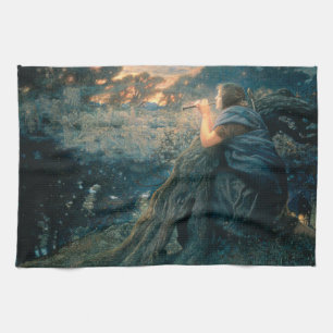 Fantasy in Twilight (by Edward Robert Hughes) Kitchen Towel