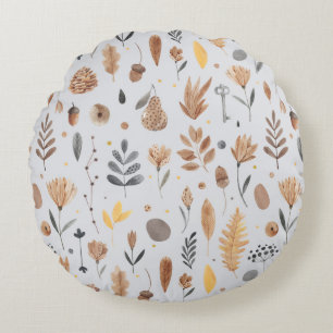 Fantasy-inspired botanical elements round pillow