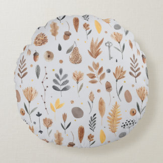 Fantasy-inspired botanical elements round pillow