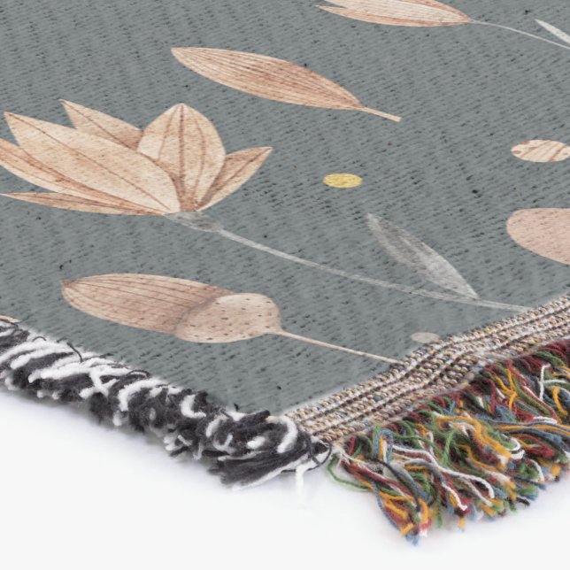 Fantasy-inspired botanical elements throw blanket (Corner)