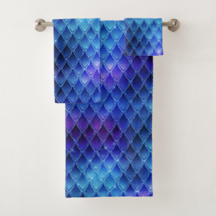 Fantasy Iridescent Dragon Blue Purple Scales Bath Towel Set