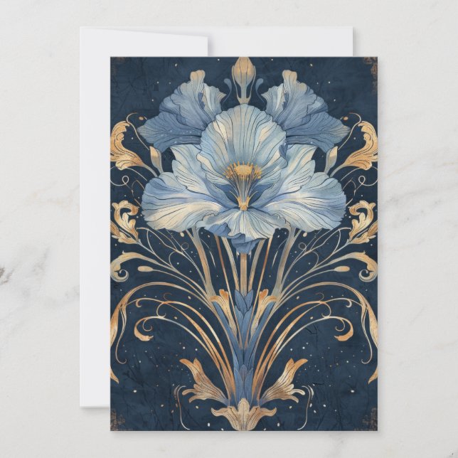 Fantasy Iris Type Flower Illustration Hello Flat Card (Front)