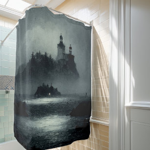 Fantasy Island Lighthouse Misty Foggy Dark Night
