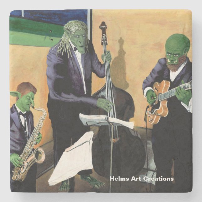 Fantasy Jazz Blues Musicians Art Stone Coaster (Front)