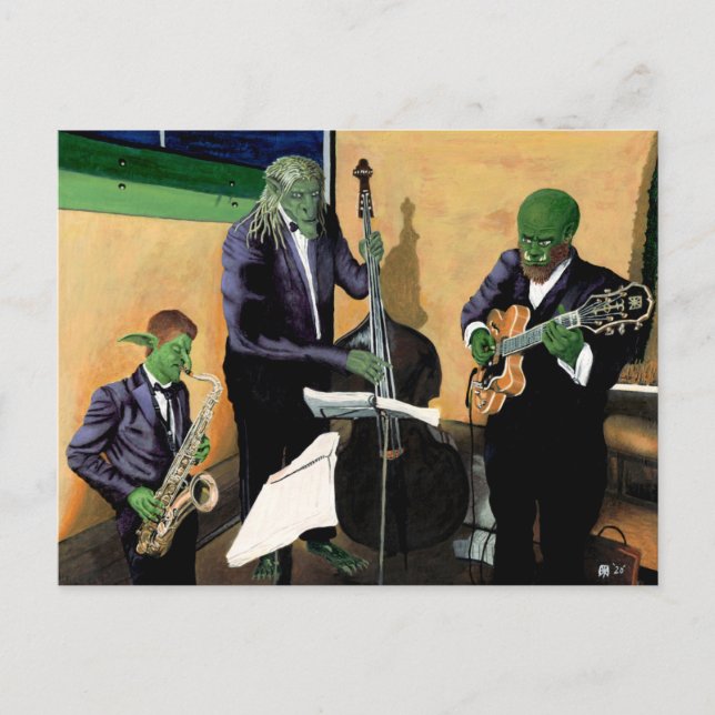 Fantasy Jazz Blues Musicians Music Art Postcard (Front)