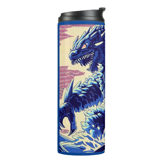 Fantasy Kaiju Anime - Woodcut 2 Thermal Tumbler (Rotated Left)