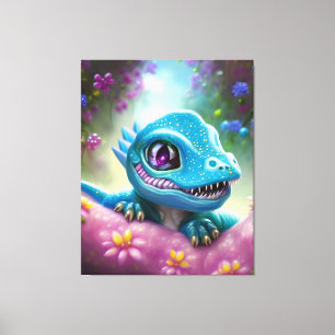 Fantasy Kawaii cute and adorable baby dragon  Canvas Print