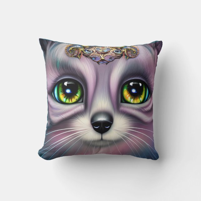 Fantasy Kitten Throw Pillow (Front)