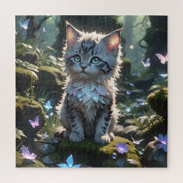 Fantasy Kitty with Butterflies Puzzle (Vertical)