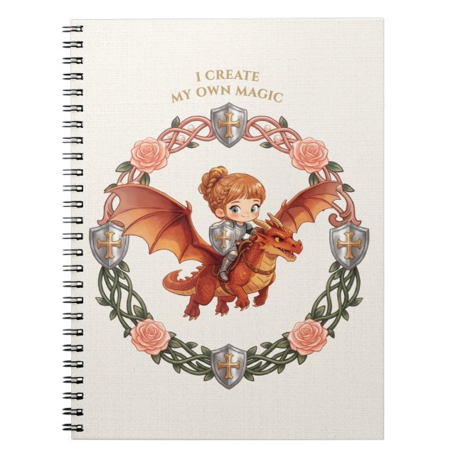 Fantasy Knight Princess Dragon Custom Aesthetic Notebook (Front)