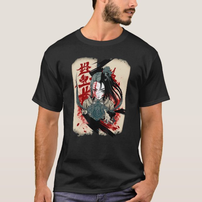 Fantasy Kuchisake onna Battle Between Good and Evi T-Shirt (Front)