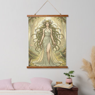 Fantasy lady in an enchanted forest hanging tapestry