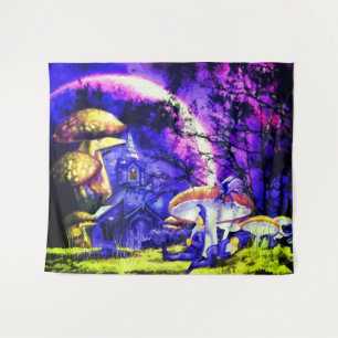 Fantasy Land with Elves & Mushrooms Tapestry