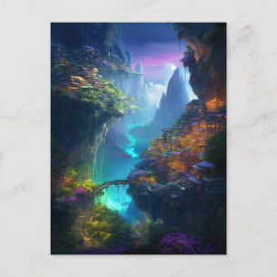 Fantasy Landscape Colourful Surreal Postcard