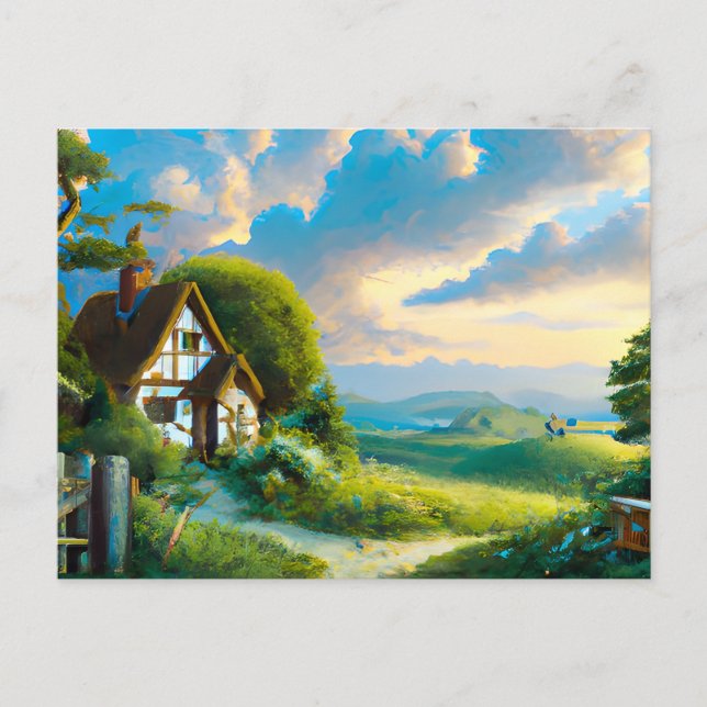 Fantasy Landscape in Summer Painting Postcard (Front)
