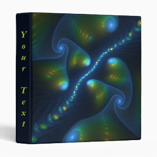 Fantasy Lights Abstract Blue Green Fractal Text Binder