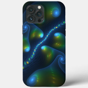 Fantasy Lights Abstract Blue Green Yellow Fractal iPhone 13 Pro Max Case