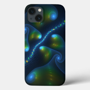 Fantasy Lights Abstract Blue Green Yellow Fractal iPhone 13 Case