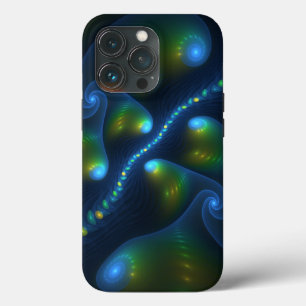 Fantasy Lights Abstract Blue Green Yellow Fractal iPhone 13 Pro Case
