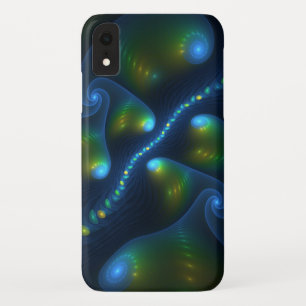 Fantasy Lights Abstract Blue Green Yellow Fractal iPhone XR Case
