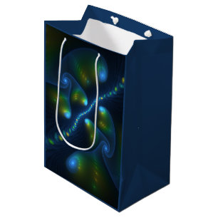 Fantasy Lights Abstract Blue Green Yellow Fractal Medium Gift Bag