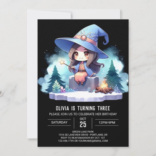 Fantasy Little Wizard Birthday Invitation (Front)