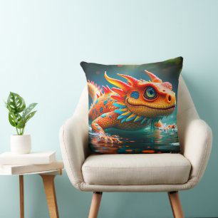 Fantasy Lizard Throw Pillow
