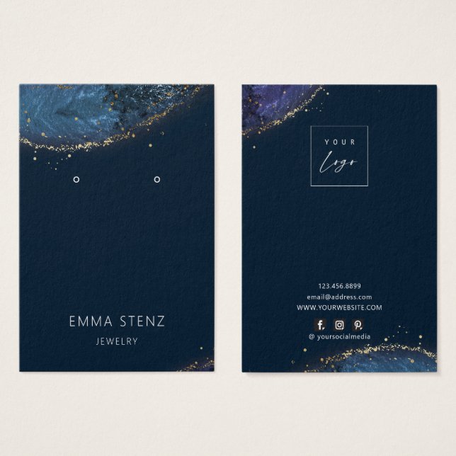 Fantasy Lux Blue Gold Earring Display Cards (Front & Back)