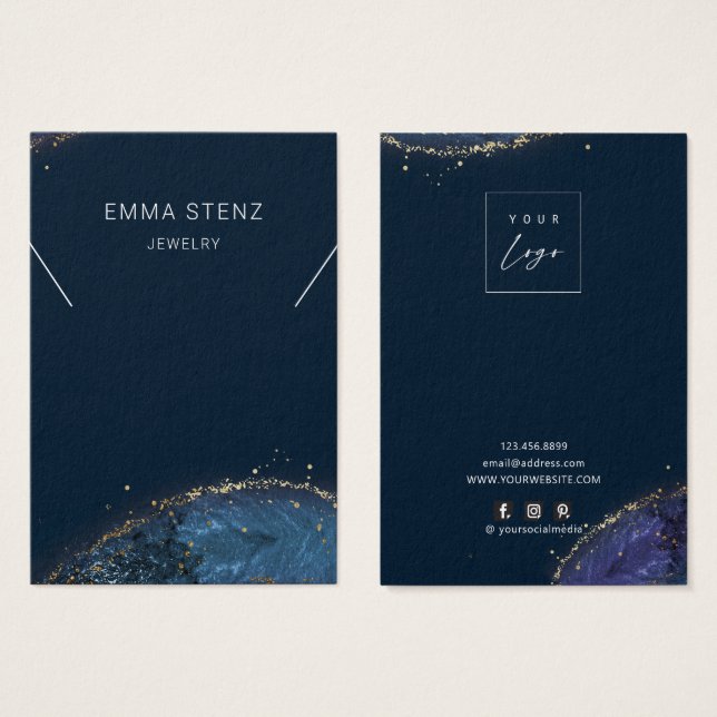 Fantasy Lux Blue Gold Necklace Display Cards (Front & Back)