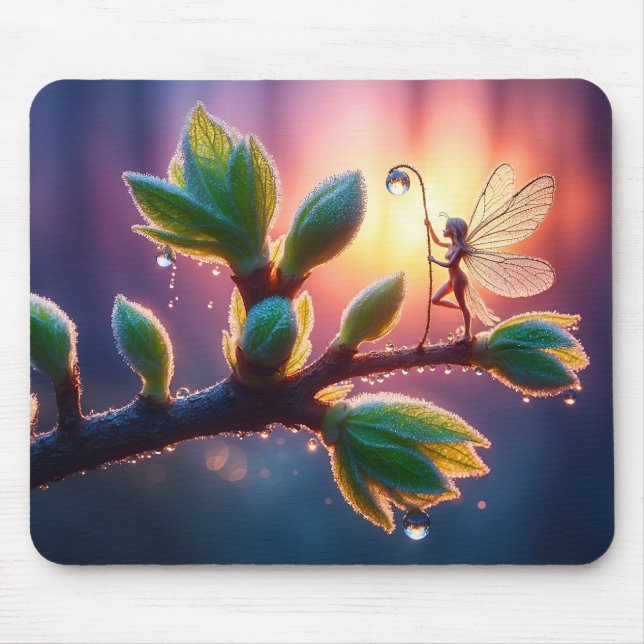 Fantasy macro photography of tiny forest sprite mouse pad (Front)
