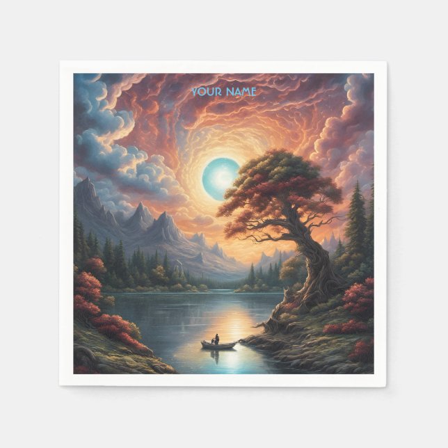 Fantasy Magic Romantic Tree Landscape Napkin (Front)