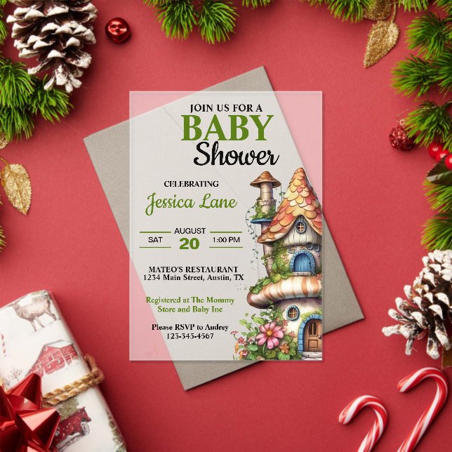 Fantasy Magical Fairy House Baby Shower Acrylic Invitations (Insitu (Holiday))