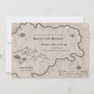 Fantasy Map Role Playing Game Campaign Birthday Invitation
