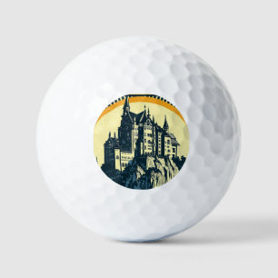 Fantasy Medieval Castle - Japanese Woodcut Style ( Golf Balls
