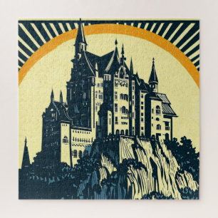 Fantasy Medieval Castle - Japanese Woodcut Style ( Jigsaw Puzzle