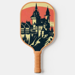 Fantasy Medieval Castle - Japanese Woodcut Style ( Pickleball Paddle