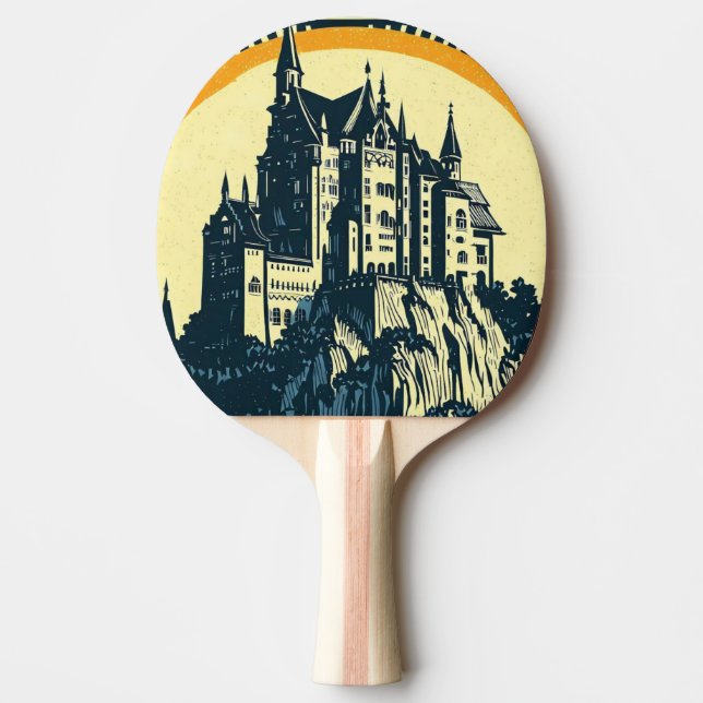 Fantasy Medieval Castle - Japanese Woodcut Style ( Ping Pong Paddle (Front)