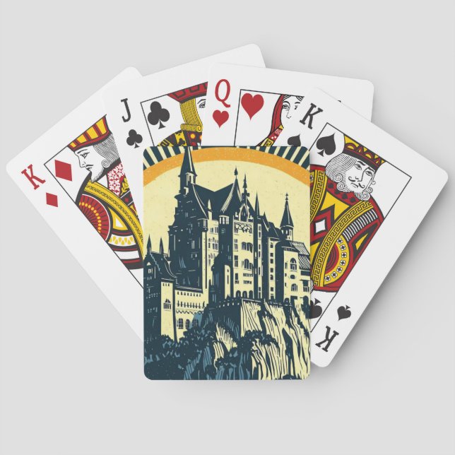 Fantasy Medieval Castle - Japanese Woodcut Style ( Playing Cards (Back)
