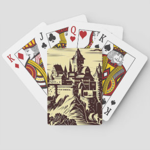Fantasy Medieval Castle - Japanese Woodcut Style ( Playing Cards