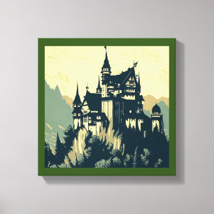Fantasy Medieval Castle - Woodcut 1 Canvas Print