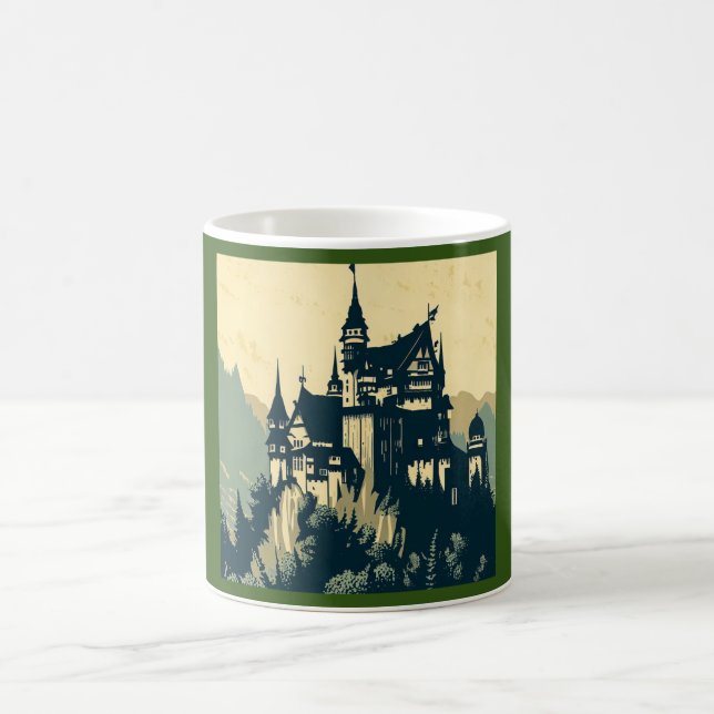 Fantasy Medieval Castle - Woodcut 1 Coffee Mug (Center)