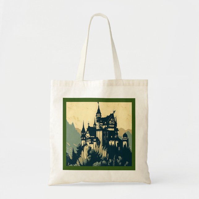Fantasy Medieval Castle - Woodcut 1 Tote Bag (Front)